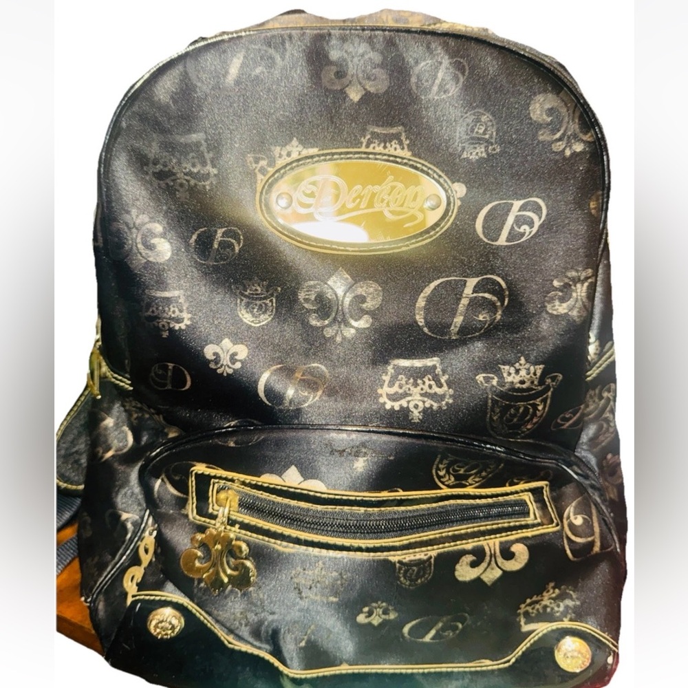 Vintage House of Dereon Backpack Bag Y2K Beyoncé Beehive Monogram Crown Print